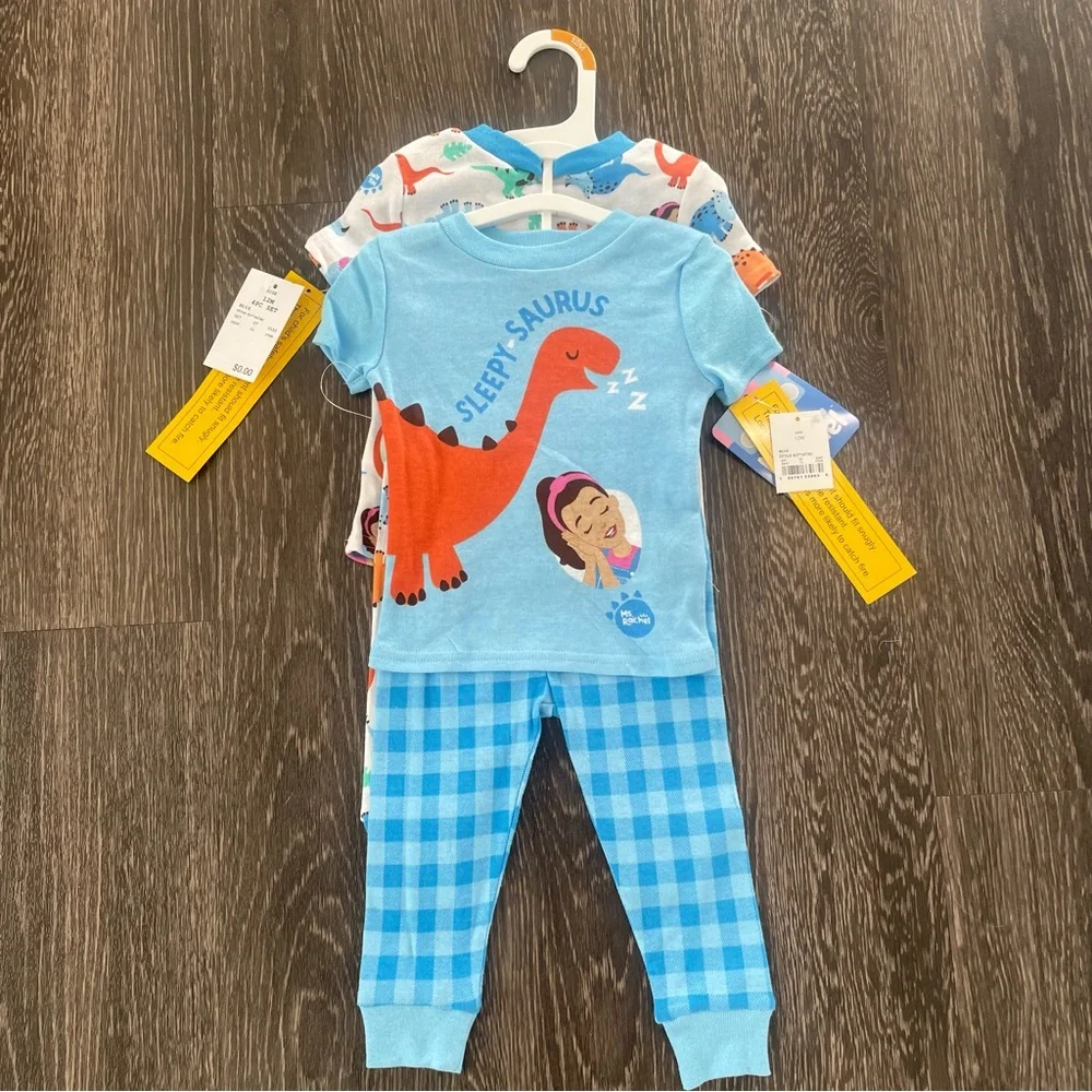 Ms. Rachel Toddler Boys Dinosaur Snug Fit 4-Piece Pajama Set 12 Months